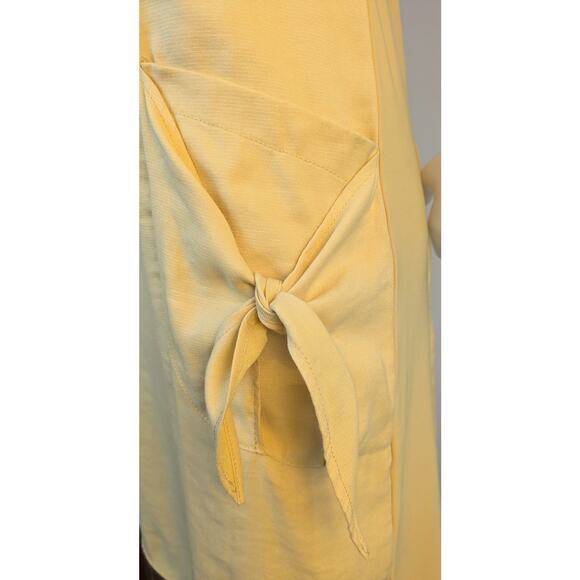 Frank Lyman Shift Dress Size 6 Yellow Sleeveless Tie Pockets Preppy Coastal - Picture 7 of 9